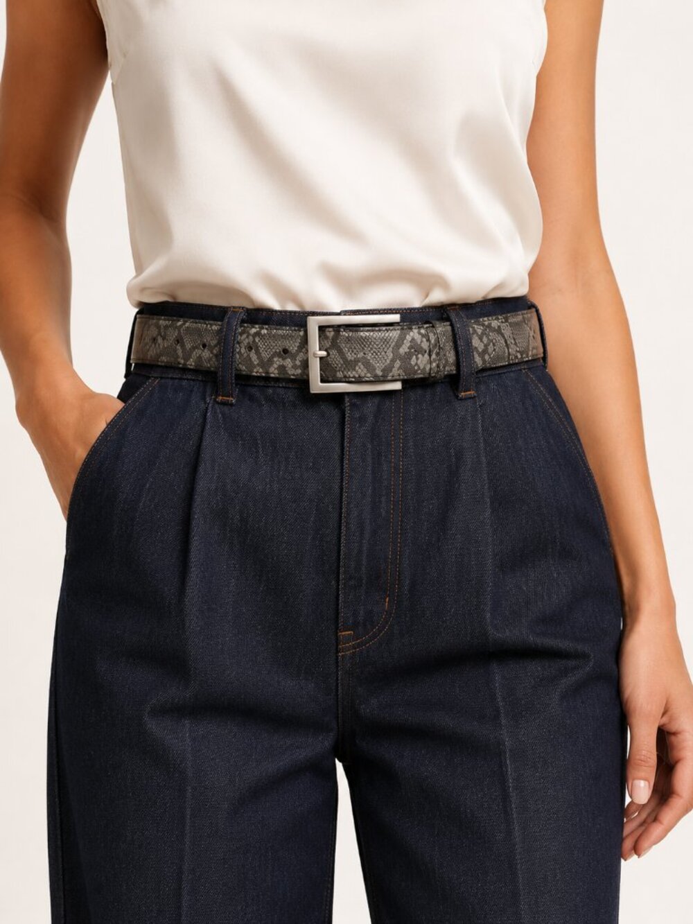 Vintage Kudos Snake Embossed Leather Belt Made in Canada 80/32